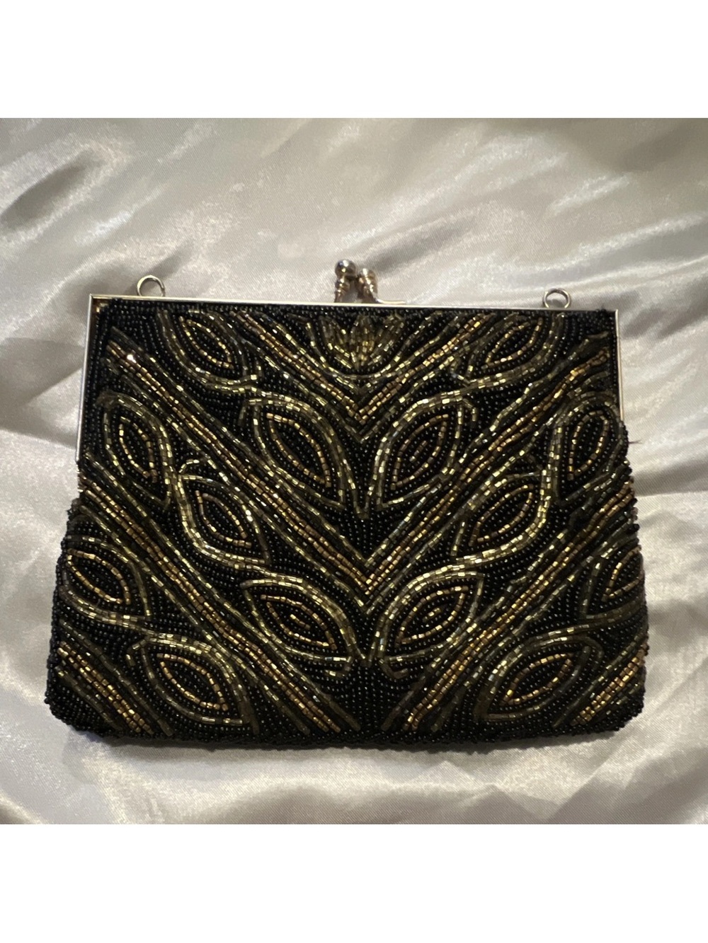 Magid Black and Gold Beaded Evening Clutch - Picture 2 of 7